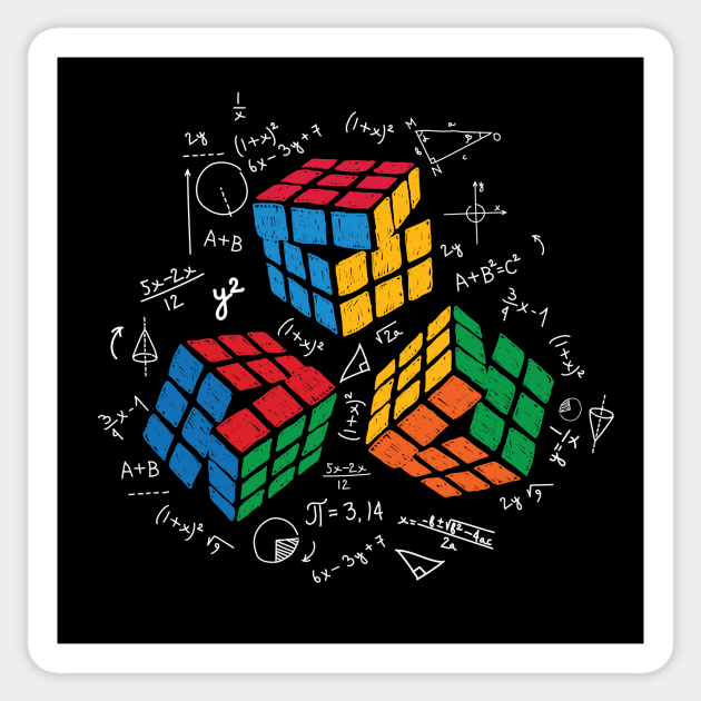 Rubik's Cube algorithm rubik's cube impossible math Rubiks Cube Rubik Cube Retro Colorful / son Cube Game /  math kids gift  / Fun Gift for Cuber Spinning Rubix / rubik's cube present Sticker by Anodyle